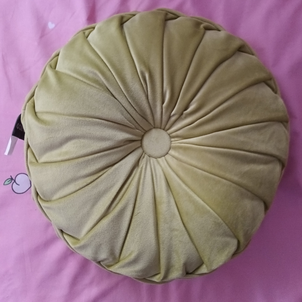 Olive Green Round Throw Pillow Velvet Cushion Decorative Home Decor 13.8 inch